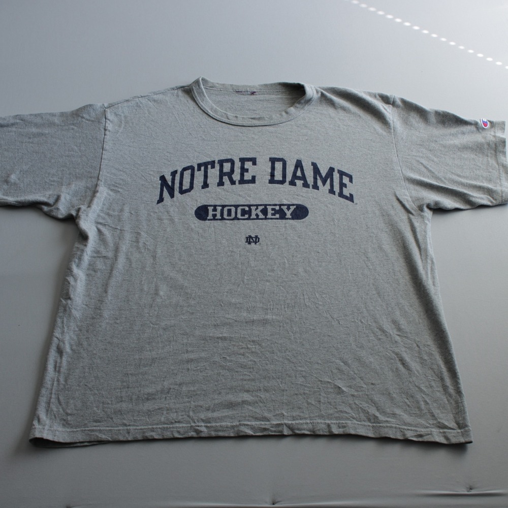 Champion Notre Dame Hockey T-Shirt Gray Mens XL Fighting Irish College Sports